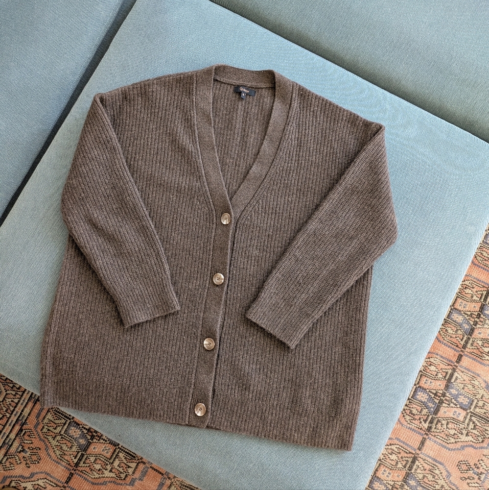 Quince Mongolian Cashmere Oversized Boyfriend Cardigan Sweater